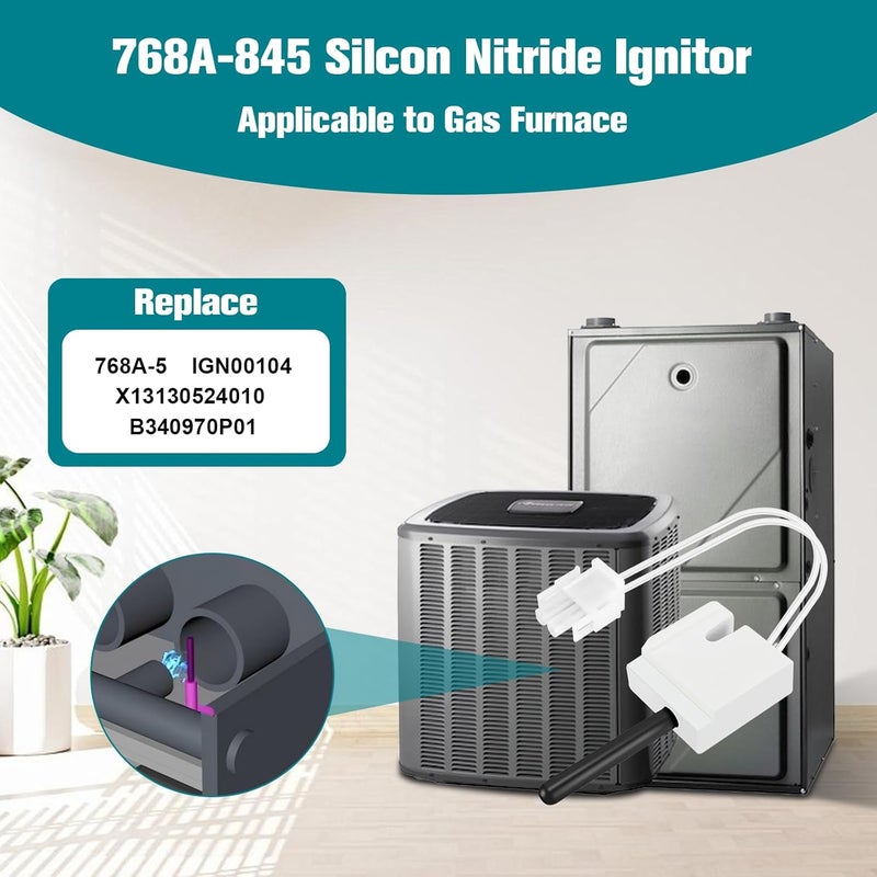 MOHTOL Upgraded 768A-845 Furnace Hot Surface Ignitor Replacement Compatible with Emerson White-Rodgers Trane Silicon Nitride Ignitor, 768A-845 Replace 768A-5 IGN00104 X13130524010 B340970P01 - Image 3